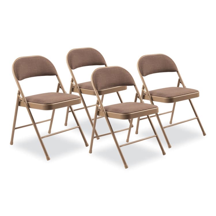 NATIONAL PUBLIC SEATING 970 Series Fabric Padded Steel Folding Chair, Supports Up to 250 lb, 17.75" Seat Height, Star Trail Brown, 4/Carton (NPS973)