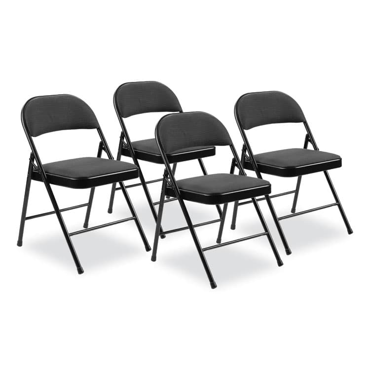 NATIONAL PUBLIC SEATING 970 Series Fabric Padded Steel Folding Chair, Supports Up to 250 lb, 17.75" Seat Height, Star Trail Black, 4/Carton (NPS970)