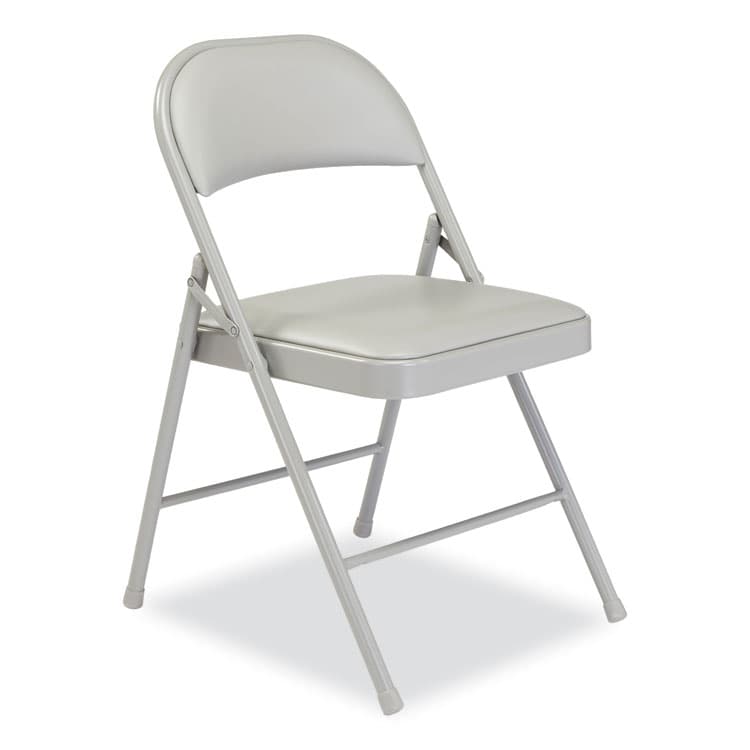 NATIONAL PUBLIC SEATING 950 Series Vinyl Padded Steel Folding Chair, Supports Up to 250 lb, 17.75" Seat Height, Gray, 4/Carton (NPS952) thumbnail 2