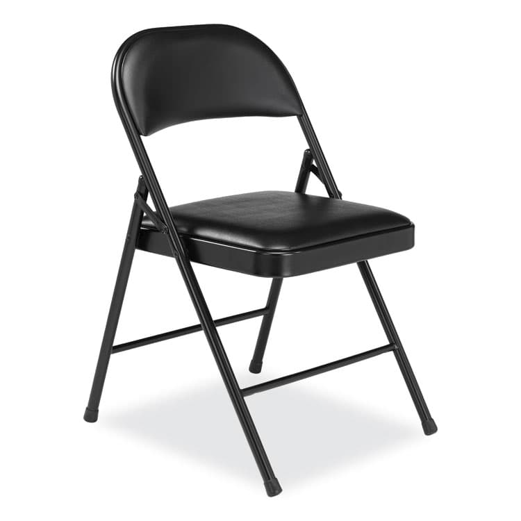NATIONAL PUBLIC SEATING 950 Series Vinyl Padded Steel Folding Chair, Supports Up to 250 lb, 17.75" Seat Height, Black, 4/Carton (NPS950) thumbnail 2