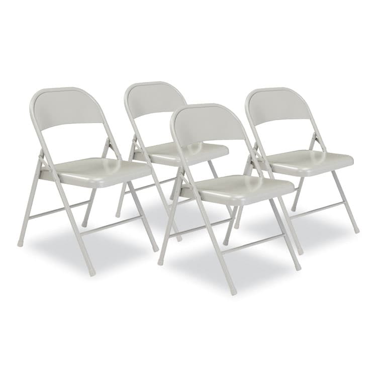 NATIONAL PUBLIC SEATING 900 Series All-Steel Folding Chair, Supports Up to 250 lb, 17.75" Seat Height, Gray Seat, Gray Back, Gray Base, 4/Cartpn (NPS902)