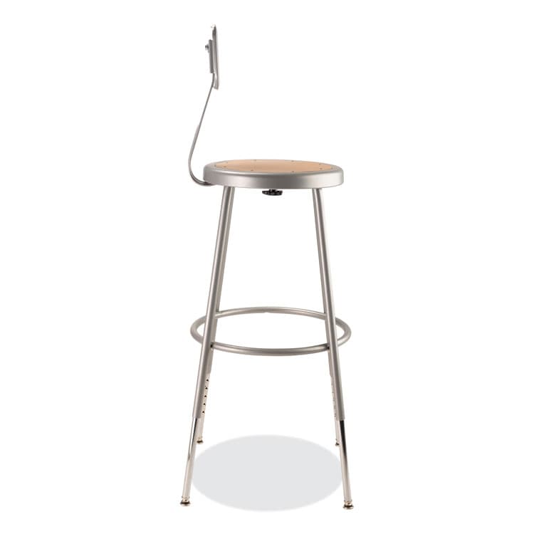 NATIONAL PUBLIC SEATING 6200 Series 25" to 33" Height Adjustable Heavy Duty Stool with Backrest, Supports Up to 500 lb, Brown Seat, Gray Base (NPS6224HB) thumbnail 3