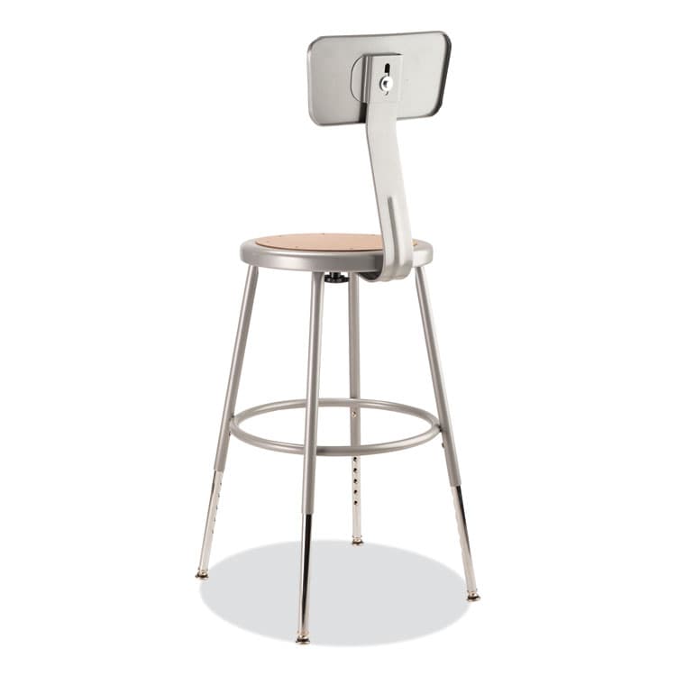 NATIONAL PUBLIC SEATING 6200 Series 19" to 27" Height Adjustable Heavy Duty Stool with Backrest, Supports 500 lb, Brown Seat, Gray Back, Gray Base (NPS6218HB) thumbnail 4