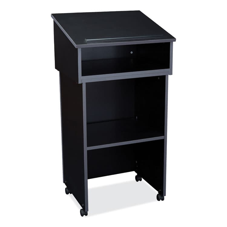 NATIONAL PUBLIC SEATING Tabletop Lectern and AV Cart/Lectern Base, 23.75 x 19.87 x 47.5, Black (NPS22112BK)