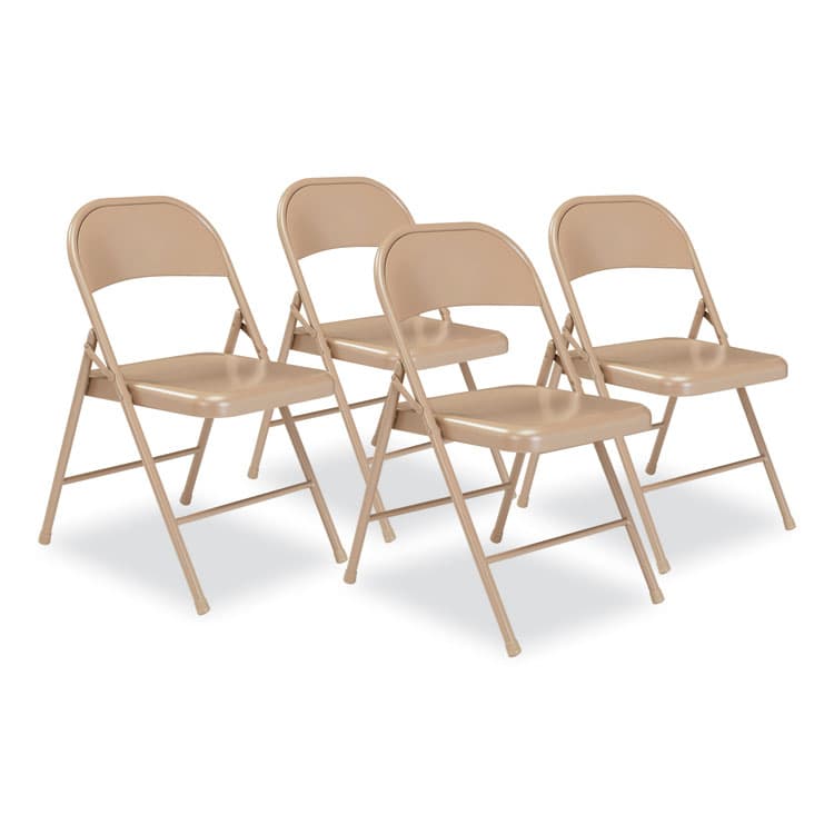 NATIONAL PUBLIC SEATING 900 Series All-Steel Folding Chair, Supports Up to 250 lb, 17.75" Seat Height, Beige Seat, Beige Back, Beige Base, 4/Carton (NPS901)