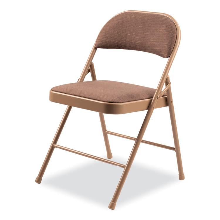 NATIONAL PUBLIC SEATING 970 Series Fabric Padded Steel Folding Chair, Supports Up to 250 lb, 17.75" Seat Height, Star Trail Brown, 4/Carton (NPS973) thumbnail 3