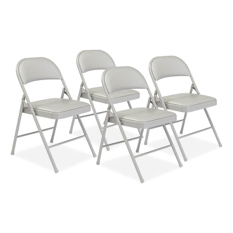 NATIONAL PUBLIC SEATING 950 Series Vinyl Padded Steel Folding Chair, Supports Up to 250 lb, 17.75" Seat Height, Gray, 4/Carton (NPS952)