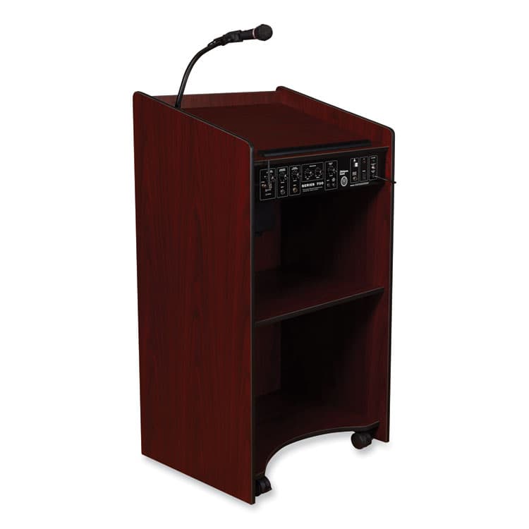 NATIONAL PUBLIC SEATING Aristocrat Sound Lectern, 25 x 20 x 46, Mahogany (NPS6010MY) thumbnail 2