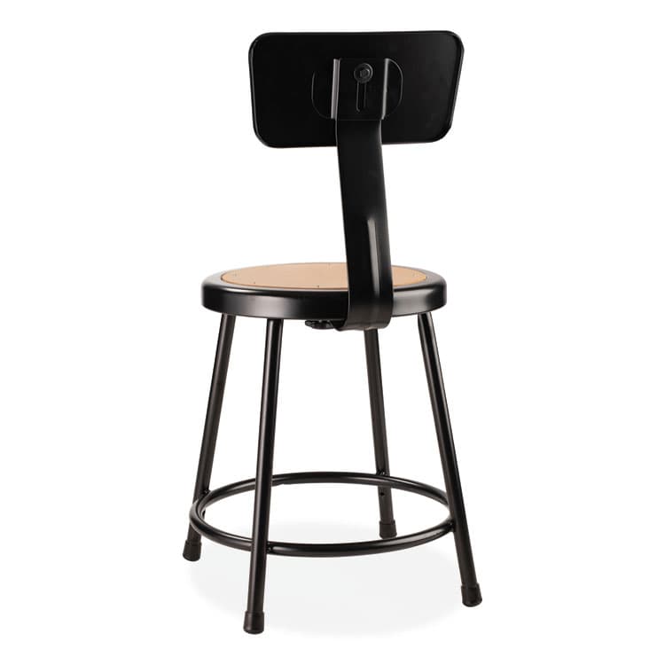 NATIONAL PUBLIC SEATING 6200 Series Heavy Duty Stool with Backrest, Supports Up to 500 lb, 18" Seat Height, Brown Seat, Black Back/Base (NPS6218B10) thumbnail 4
