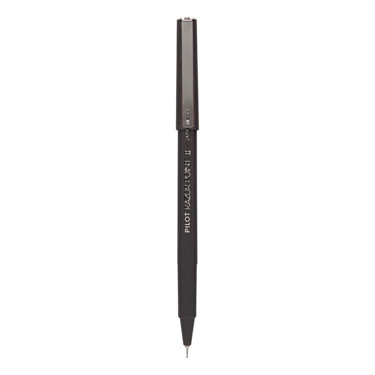 PILOT CORP. OF AMERICA Razor Point Fine Line Porous Point Pen, Stick, Extra-Fine 0.3 mm, Black Ink, Black Barrel, Dozen (PIL11001) thumbnail 2