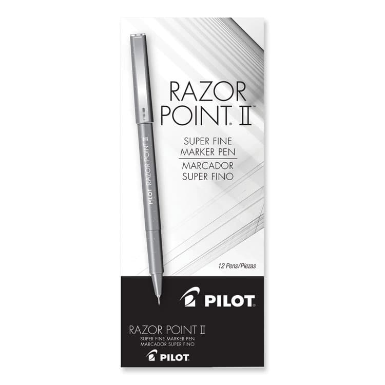PILOT CORP. OF AMERICA Razor Point Fine Line Porous Point Pen, Stick, Extra-Fine 0.3 mm, Black Ink, Black Barrel, Dozen (PIL11001) thumbnail 3