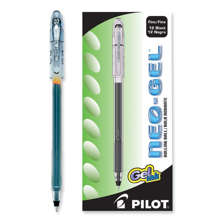 PILOT CORP. OF AMERICA Neo-Gel Gel Pen, Stick, Fine 0.7 mm, Black Ink, Black Barrel, Dozen (PIL14001) thumbnail 4