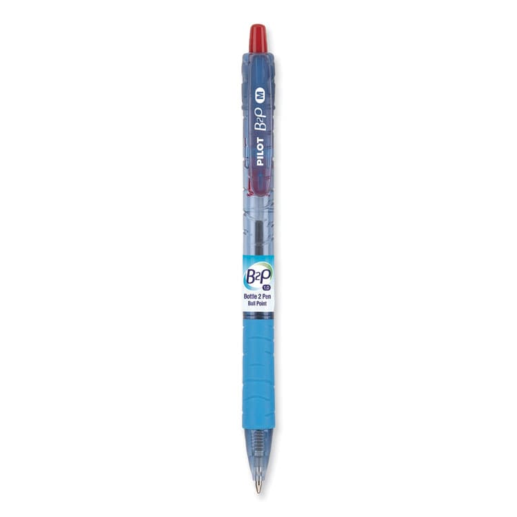 PILOT CORP. OF AMERICA B2P Bottle-2-Pen Recycled Ballpoint Pen, Retractable, Medium 1 mm, Red Ink, Translucent Blue Barrel, Dozen (PIL32802)