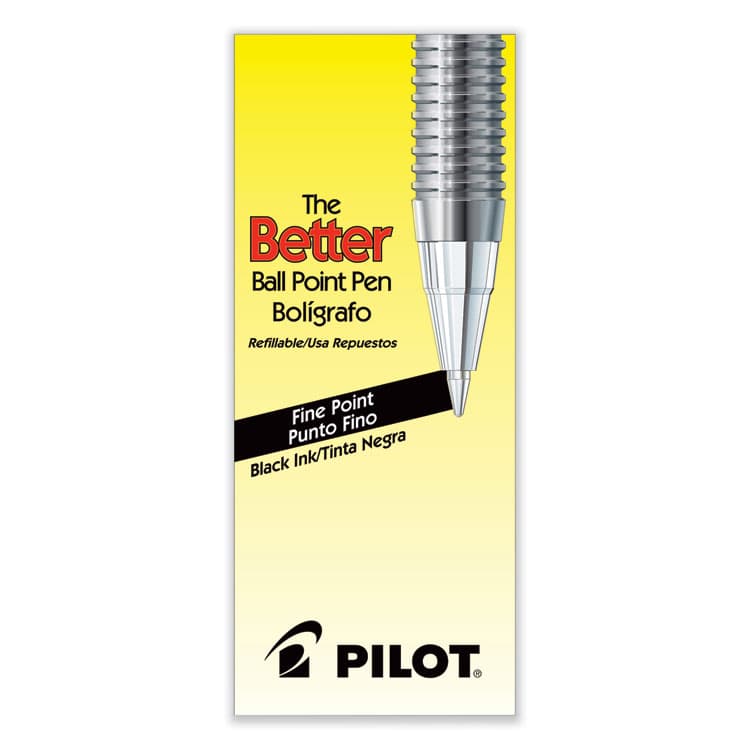PILOT CORP. OF AMERICA Better Ballpoint Pen, Stick, Fine 0.7 mm, Black Ink, Smoke Barrel, Dozen (PIL35011) thumbnail 2