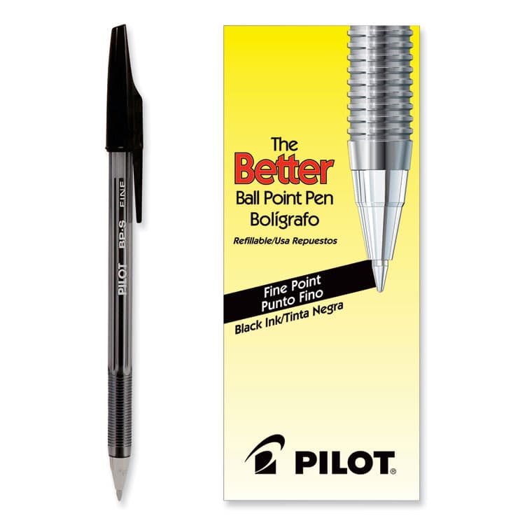 PILOT CORP. OF AMERICA Better Ballpoint Pen, Stick, Fine 0.7 mm, Black Ink, Smoke Barrel, Dozen (PIL35011) thumbnail 3