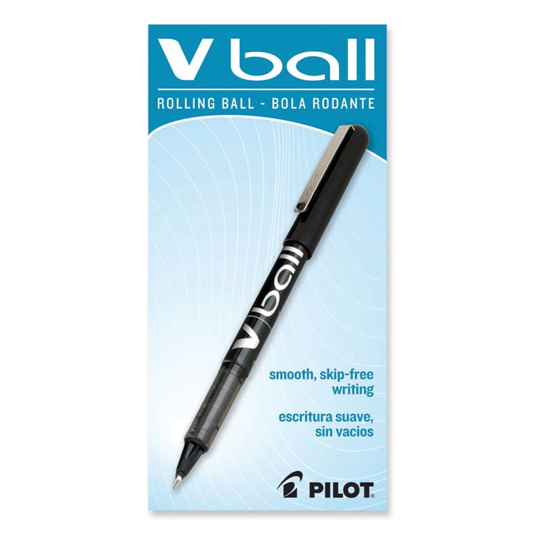 PILOT CORP. OF AMERICA VBall Liquid Ink Rollerball Pen, Stick, Extra-Fine 0.5 mm, Black Ink, Black/Clear Barrel, Dozen (PIL35200) thumbnail 2
