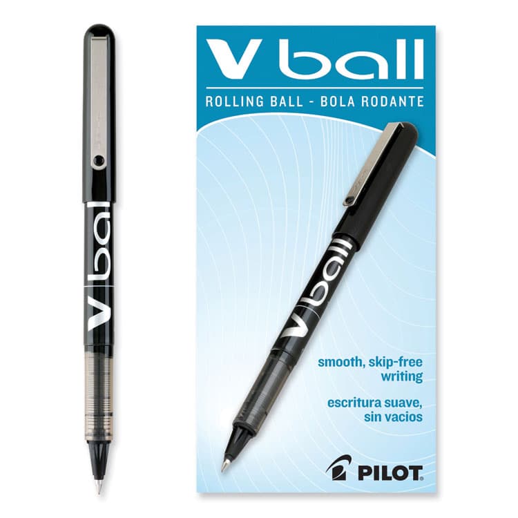 PILOT CORP. OF AMERICA VBall Liquid Ink Rollerball Pen, Stick, Extra-Fine 0.5 mm, Black Ink, Black/Clear Barrel, Dozen (PIL35200) thumbnail 4
