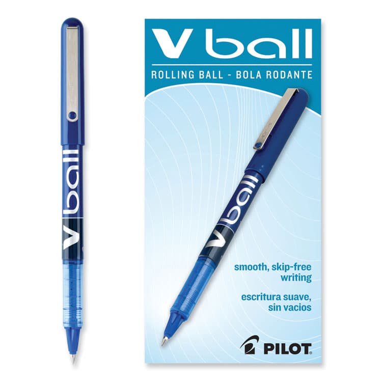 PILOT CORP. OF AMERICA VBall Liquid Ink Rollerball Pen, Stick, Extra-Fine 0.5 mm, Blue Ink, Blue/Clear Barrel, Dozen (PIL35201) thumbnail 4