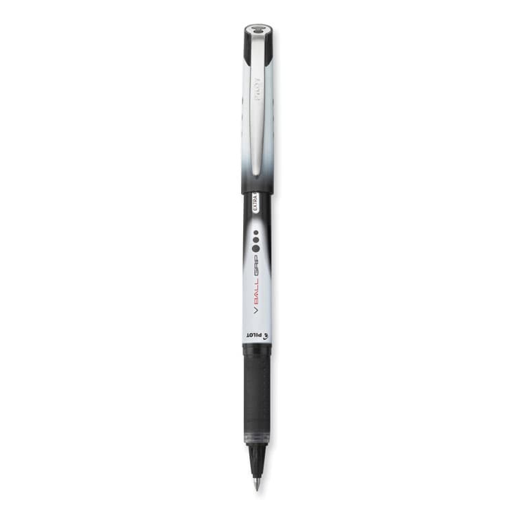 PILOT CORP. OF AMERICA VBall Grip Liquid Ink Rollerball Pen, Stick, Extra-Fine 0.5 mm, Black Ink, Black/White Barrel, Dozen (PIL35470)