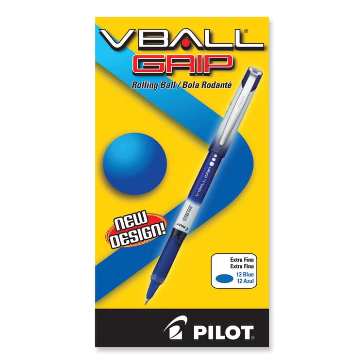 PILOT CORP. OF AMERICA VBall Grip Liquid Ink Rollerball Pen, Stick, Extra-Fine 0.5 mm, Blue Ink, Blue/White Barrel, Dozen (PIL35471) thumbnail 2