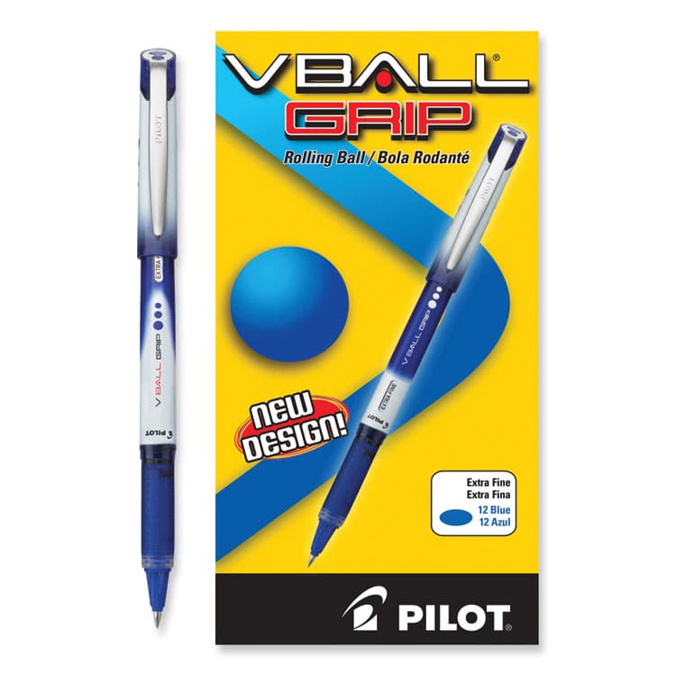 PILOT CORP. OF AMERICA VBall Grip Liquid Ink Rollerball Pen, Stick, Extra-Fine 0.5 mm, Blue Ink, Blue/White Barrel, Dozen (PIL35471) thumbnail 4