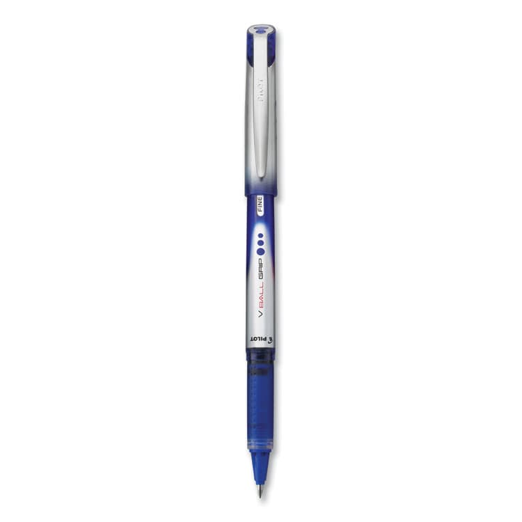 PILOT CORP. OF AMERICA VBall Grip Liquid Ink Rollerball Pen, Stick, Fine 0.7 mm, Blue Ink, Blue/Silver Barrel, Dozen (PIL35571)