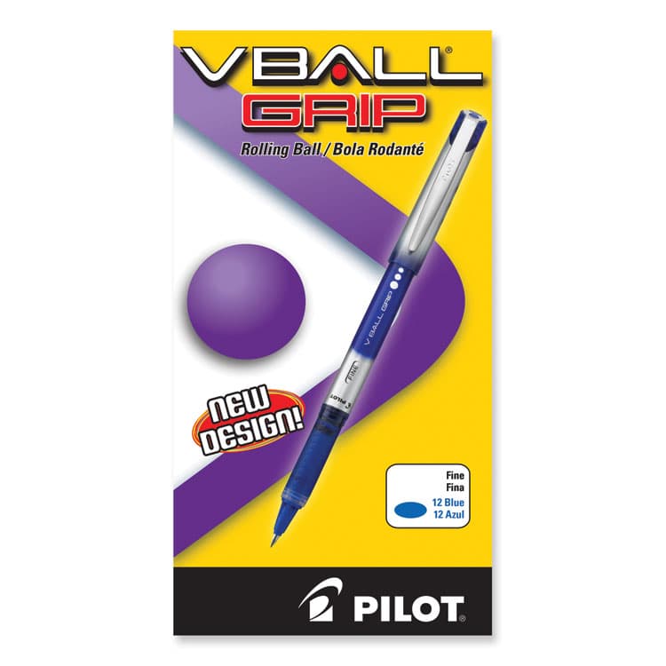 PILOT CORP. OF AMERICA VBall Grip Liquid Ink Rollerball Pen, Stick, Fine 0.7 mm, Blue Ink, Blue/Silver Barrel, Dozen (PIL35571) thumbnail 2