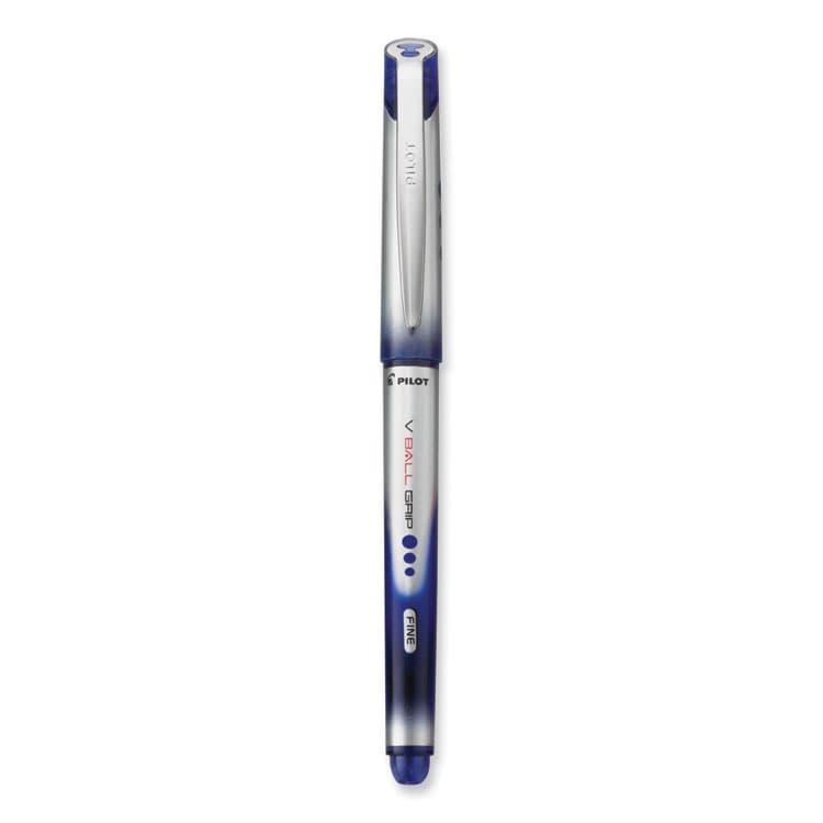 PILOT CORP. OF AMERICA VBall Grip Liquid Ink Rollerball Pen, Stick, Fine 0.7 mm, Blue Ink, Blue/Silver Barrel, Dozen (PIL35571) thumbnail 3