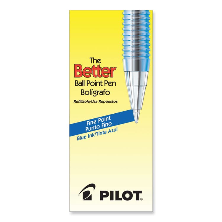 PILOT CORP. OF AMERICA Better Ballpoint Pen, Stick, Fine 0.7 mm, Blue Ink, Translucent Blue Barrel, Dozen (PIL36011) thumbnail 2