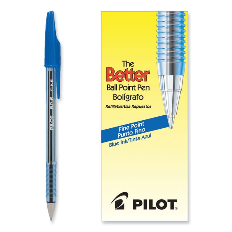 PILOT CORP. OF AMERICA Better Ballpoint Pen, Stick, Fine 0.7 mm, Blue Ink, Translucent Blue Barrel, Dozen (PIL36011) thumbnail 4