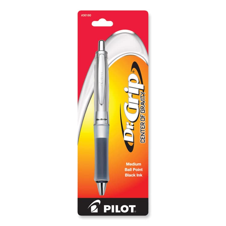 PILOT CORP. OF AMERICA Dr. Grip Center of Gravity Ballpoint Pen, Retractable, Medium 1 mm, Black Ink, Silver/Charcoal Barrel (PIL36180) thumbnail 2