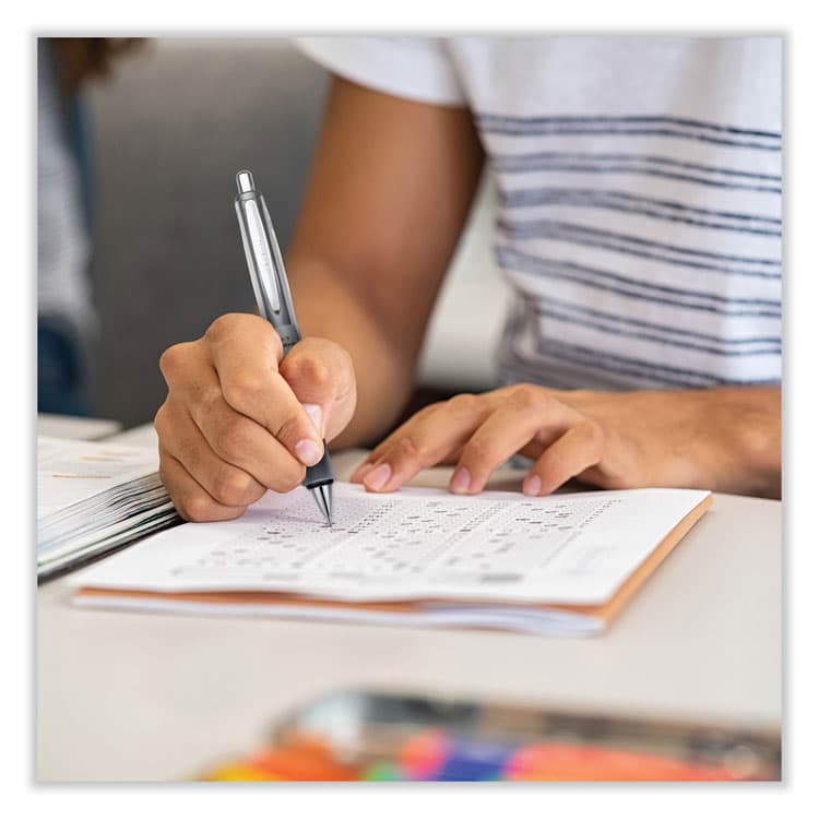 PILOT CORP. OF AMERICA Dr. Grip Center of Gravity Ballpoint Pen, Retractable, Medium 1 mm, Black Ink, Silver/Charcoal Barrel (PIL36180) thumbnail 4