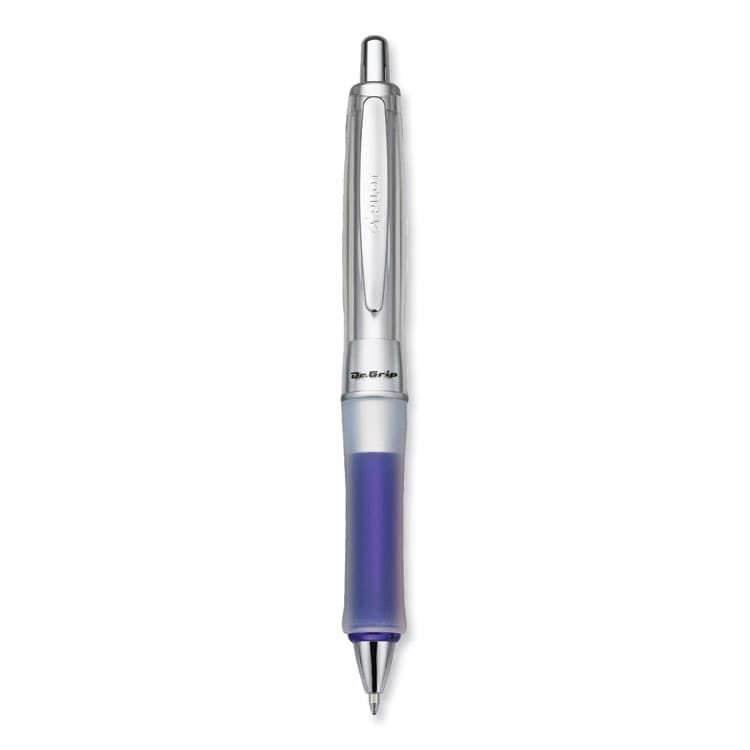 PILOT CORP. OF AMERICA Dr. Grip Center of Gravity Ballpoint Pen, Retractable, Medium 1 mm, Black Ink, Silver/Navy Barrel (PIL36181)