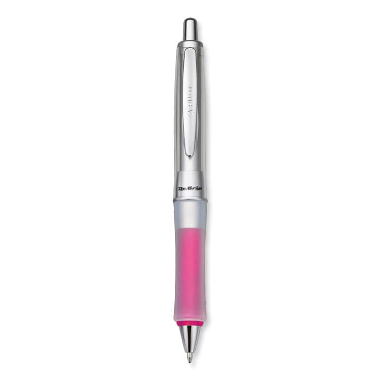 PILOT CORP. OF AMERICA Dr. Grip Center of Gravity Ballpoint Pen, Retractable, Medium 1 mm, Black Ink, Silver/Pink Barrel (PIL36182)