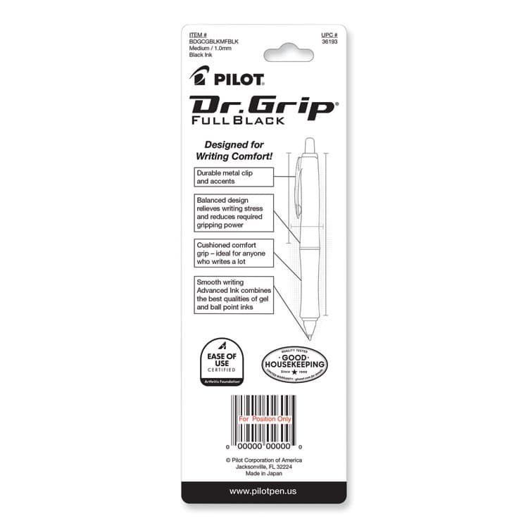 PILOT CORP. OF AMERICA Dr. Grip FullBlack Advanced Ink Ballpoint Pen, Retractable, Medium 1 mm, Black Ink, Black Barrel (PIL36193) thumbnail 3