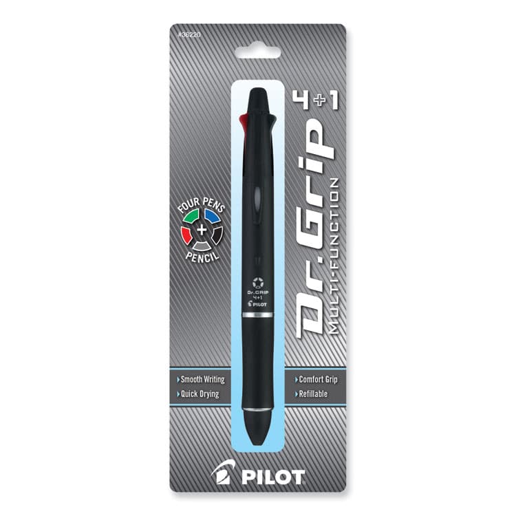 PILOT CORP. OF AMERICA Dr. Grip 4 + 1 Multi-Color Ballpoint Pen/Pencil, Retractable, 0.7mm Pen/0.5mm Pencil, Black/Blue/Green/Red Ink, Black Barrel (PIL36220) thumbnail 2