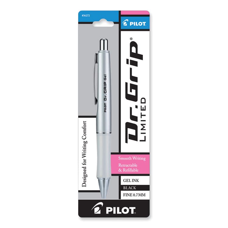PILOT CORP. OF AMERICA Dr. Grip Limited Gel Pen, Retractable, Fine 0.7 mm, Black Ink, Platinum Barrel (PIL36272) thumbnail 2