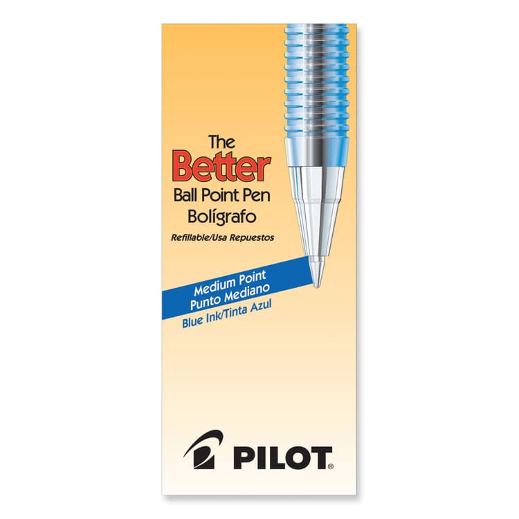 PILOT CORP. OF AMERICA Better Ballpoint Pen, Stick, Medium 1 mm, Blue Ink, Translucent Blue Barrel, Dozen (PIL36711) thumbnail 2