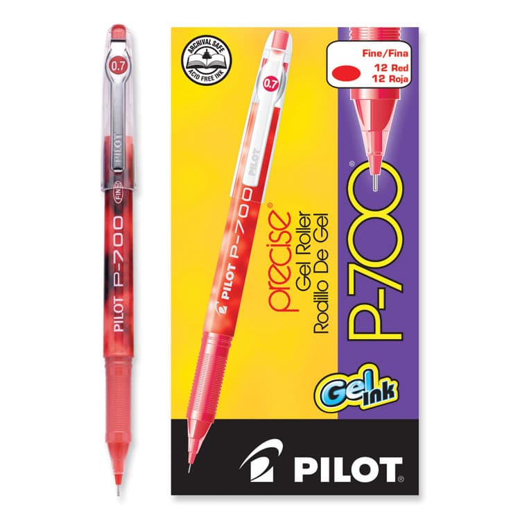 PILOT CORP. OF AMERICA Precise P-700 Gel Pen, Stick, Fine 0.7 mm, Red Ink, Red Barrel, Dozen (PIL38612) thumbnail 3