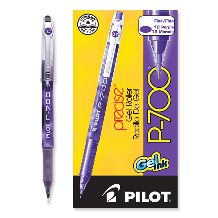 PILOT CORP. OF AMERICA Precise P-700 Gel Pen, Stick, Fine 0.7 mm, Purple Ink, Purple Barrel, Dozen (PIL38621) thumbnail 3