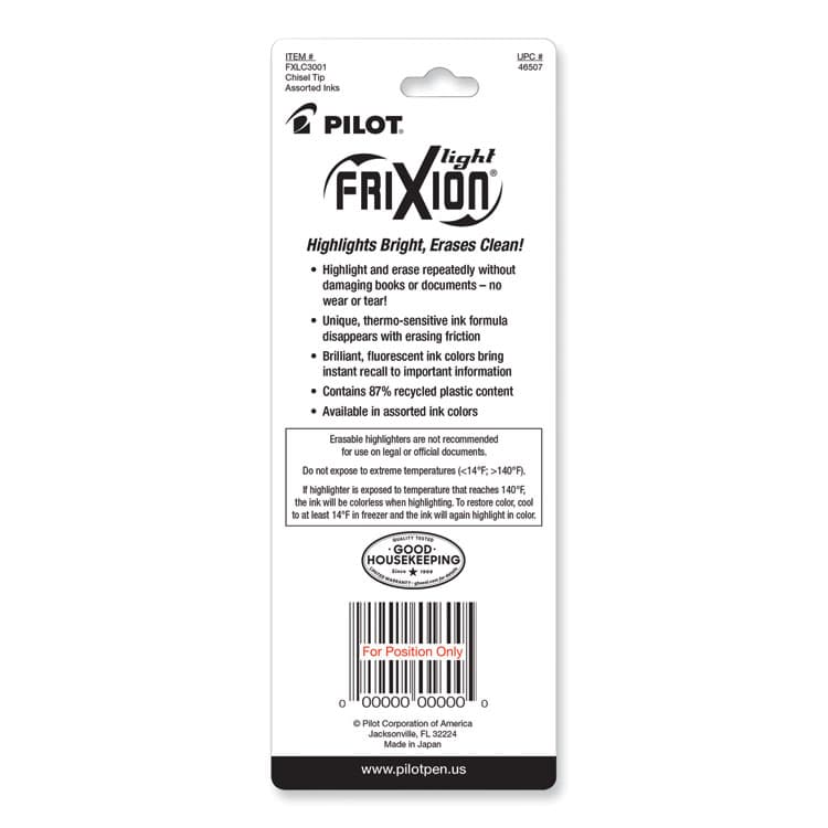 PILOT CORP. OF AMERICA FriXion Light Erasable Highlighter, Assorted Ink Colors, Chisel Tip, Assorted Barrel Colors, 3/Pack (PIL46507) thumbnail 3