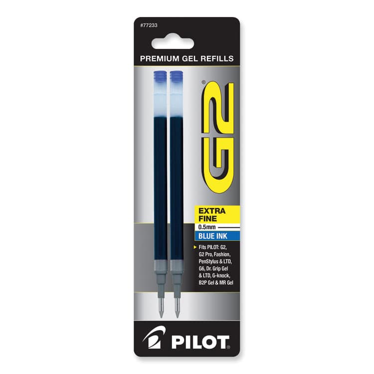 PILOT CORP. OF AMERICA Refill for Pilot B2P, Dr Grip, G2, G6, MR Metropolitan, Precise BeGreen and Q7 Gel Pens, Extra-Fine Tip, Blue Ink, 2/Pack (PIL77233) thumbnail 2