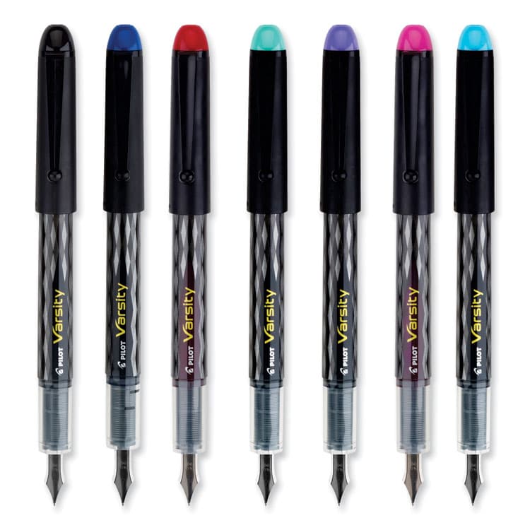 PILOT CORP. OF AMERICA Varsity Fountain Pen, Medium 1 mm, Assorted Ink and Barrel Colors, 7/Pack (PIL90029) thumbnail 2