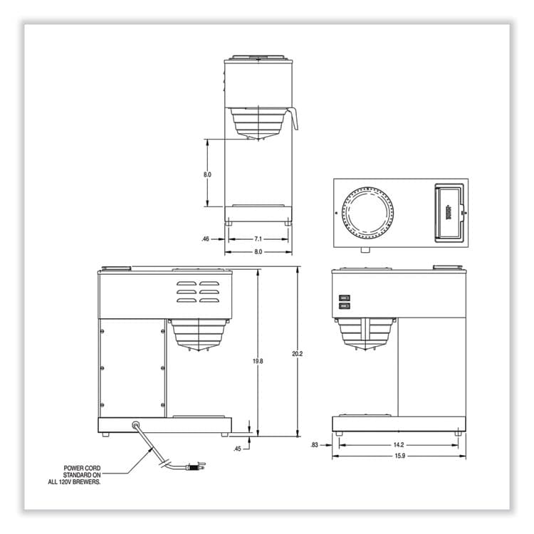 BUNN-O-MATIC VPR 12-Cup Commercial Pourover Coffee Brewer, Gray/Stainless Steel (BUN332000015) thumbnail 2