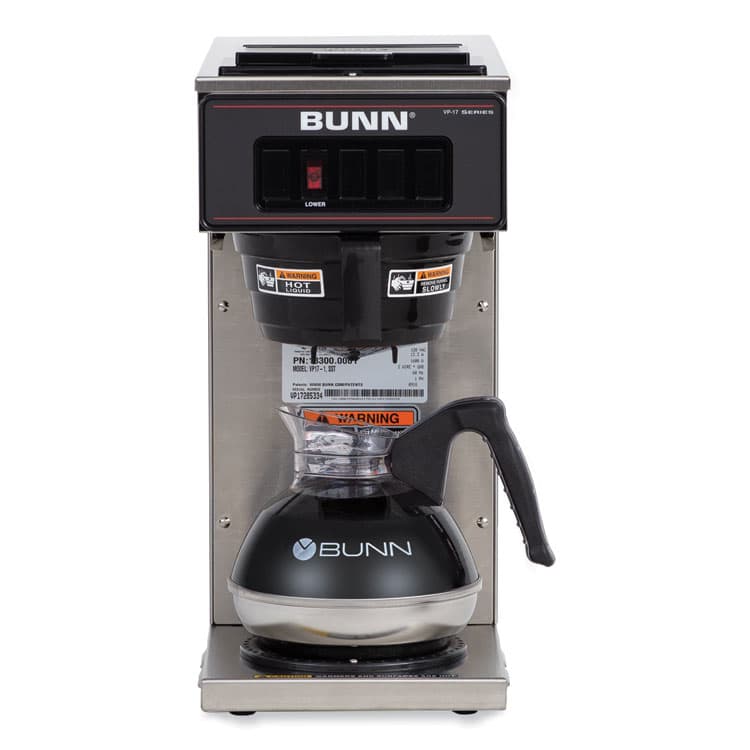 BUNN-O-MATIC VP17-1 12-Cup Commercial Pourover Coffee Brewer, Stainless Steel/Black (BUN133000001) thumbnail 3