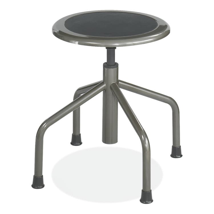 SAFCO PRODUCTS Diesel Low Base Stool, Backless, Supports Up to 250 lb, 16" to 22" Seat Height, Black Seat, Pewter Base (SAF6669)