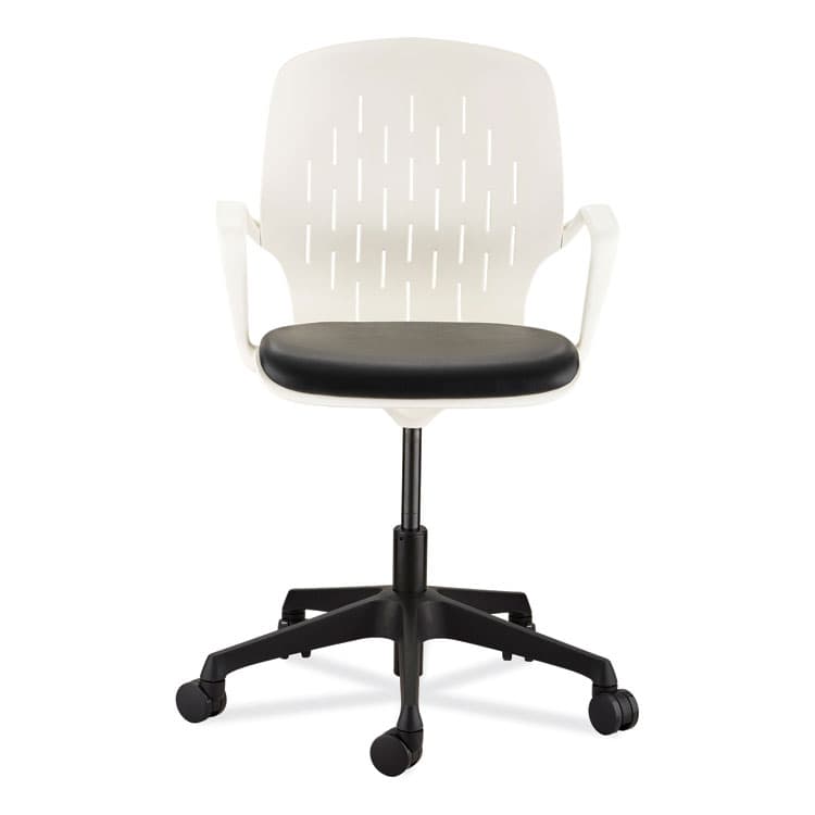 SAFCO PRODUCTS Shell Desk Chair, Supports Up to 275 lb, 17" to 20" Seat Height, Black Seat, White Back, Black/White Base (SAF7013WH) thumbnail 3