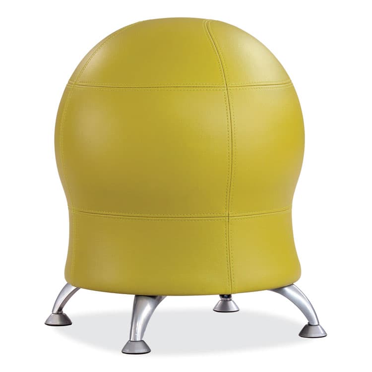 SAFCO PRODUCTS Zenergy Ball Chair, Backless, Supports Up to 250 lb, Green Vinyl Seat, Silver Base (SAF4751GV)
