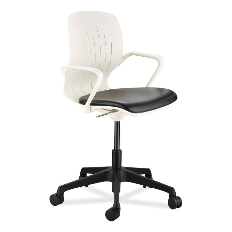 SAFCO PRODUCTS Shell Desk Chair, Supports Up to 275 lb, 17" to 20" Seat Height, Black Seat, White Back, Black/White Base (SAF7013WH)