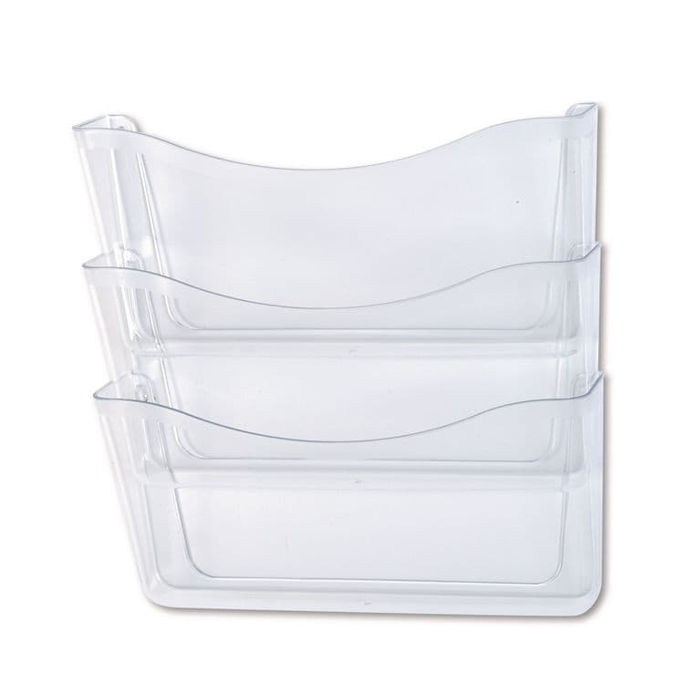 RUBBERMAID Unbreakable Wall Files, 3 Sections, A4/Letter Size, 13.75" x 3.13" x 29.38", Clear (RUB65976ROS)